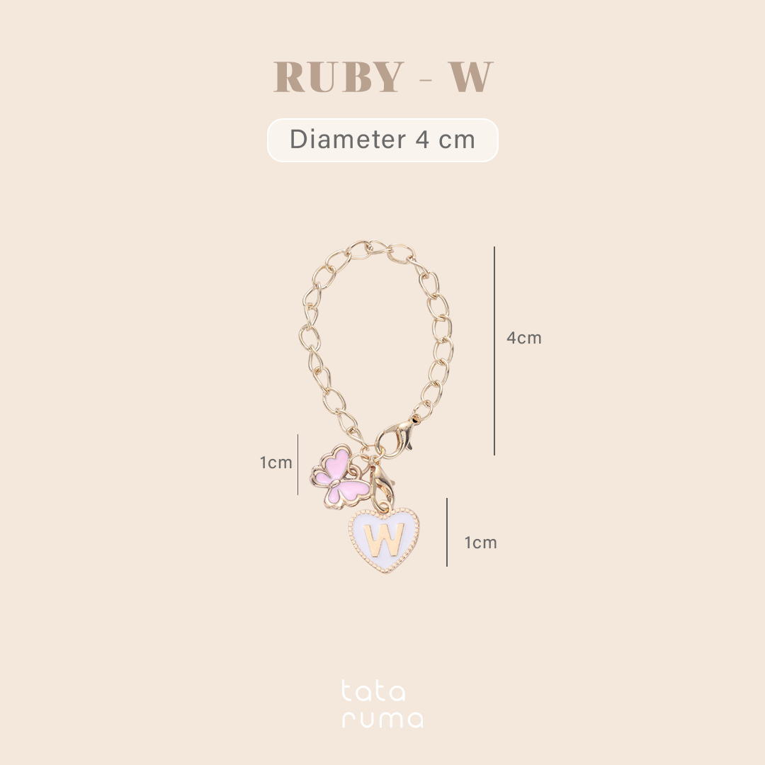 RUBY - Tumbler Botol Minum Charm Abjad Huruf Inisial A sampai Z Kupu-kupu Butterfly