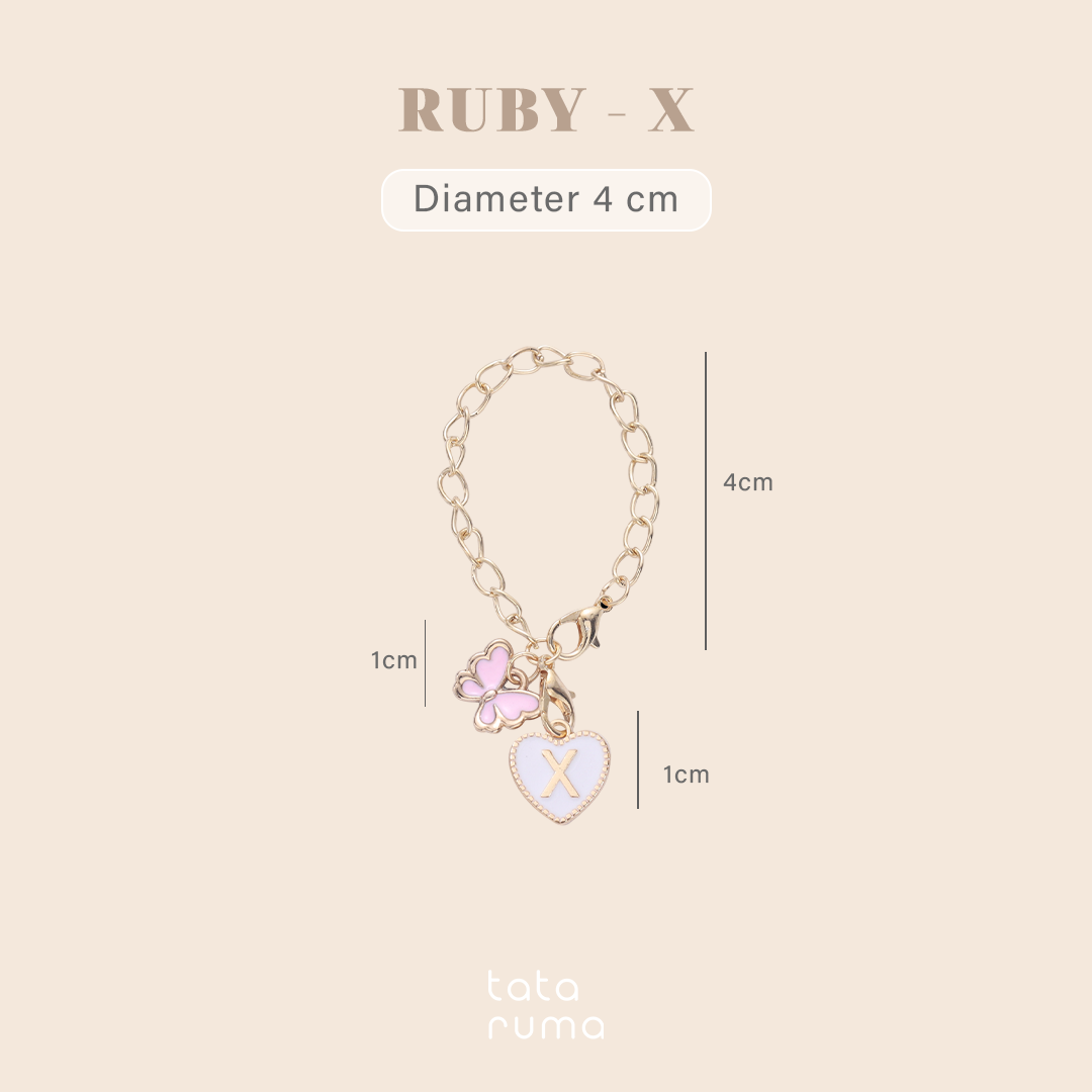 RUBY - Tumbler Botol Minum Charm Abjad Huruf Inisial A sampai Z Kupu-kupu Butterfly