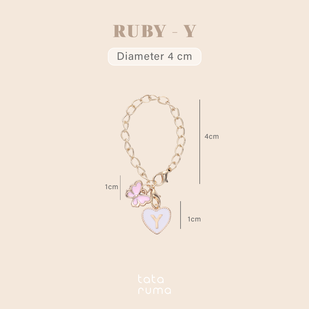 RUBY - Tumbler Botol Minum Charm Abjad Huruf Inisial A sampai Z Kupu-kupu Butterfly