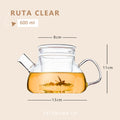 RUTA - Teko Kaca 3in1 Tutup+Saringan Tahan Panas 600ML