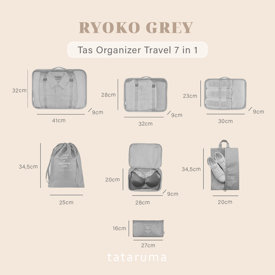 RYOKO - Tas Organizer Travel Kantung Packing 7 in 1