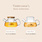 RUTA - Teko Kaca 3in1 Tutup+Saringan Tahan Panas 600ML