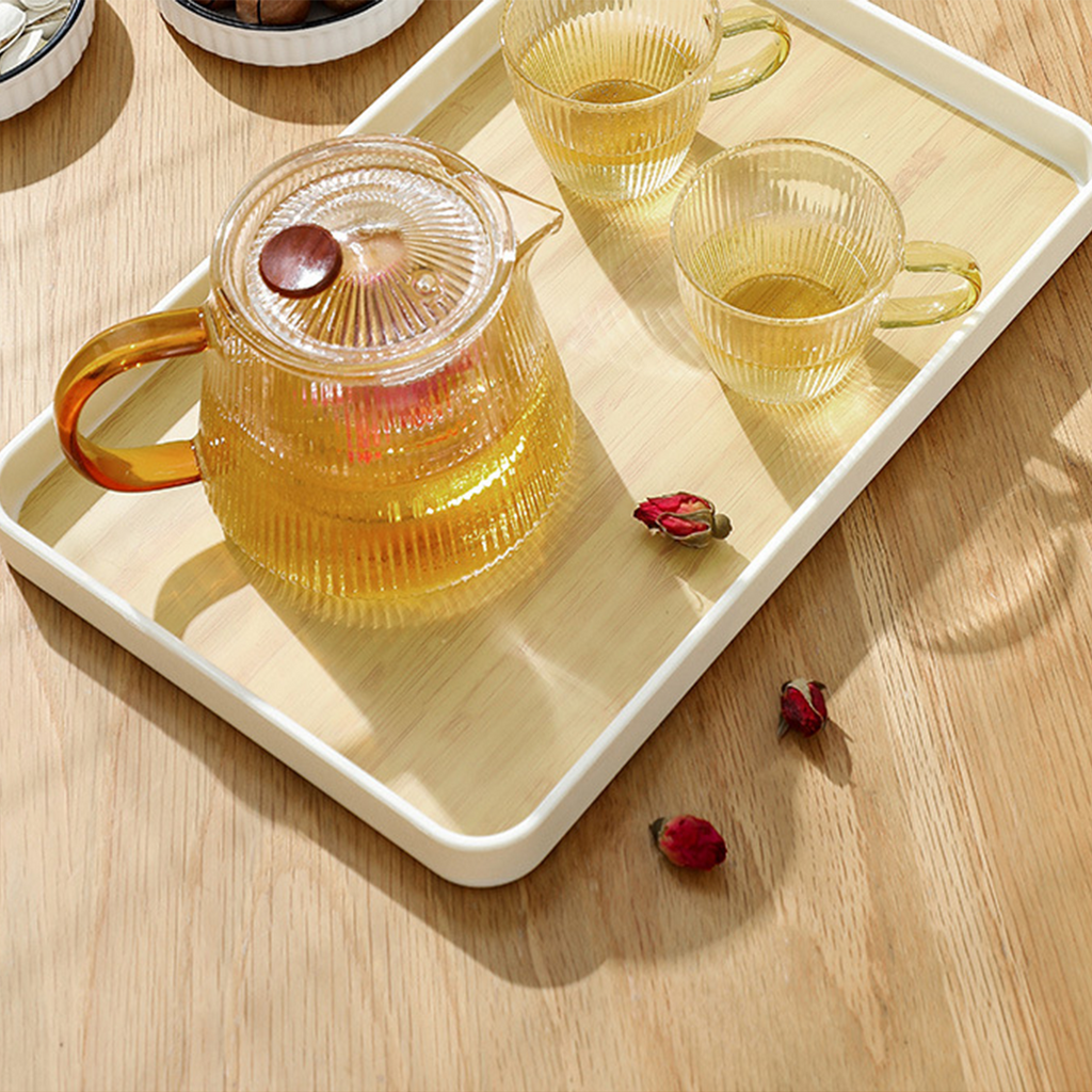 SABA - Tray Aksen Kayu Baki Motif Plastik Estetik Nampan Alas Saji Teh Kopi Jus Minuman Snack