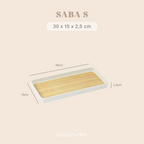 SABA - Tray Aksen Kayu Baki Motif Plastik Estetik Nampan Alas Saji Teh Kopi Jus Minuman Snack