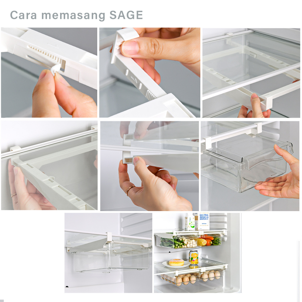 SAGE - Tempat Penyimpanan Laci Kulkas Gantung Selip Telur Sayur Buah