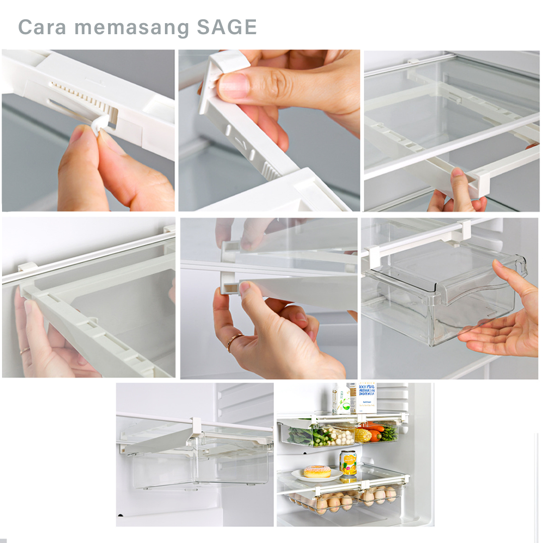 SAGE - Tempat Penyimpanan Laci Kulkas Gantung Selip Telur Sayur Buah