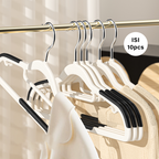 SHEDO isi 10pcs - Gantungan Baju Hanger Non-slip Putih Hitam Abu Anti Melorot Licin