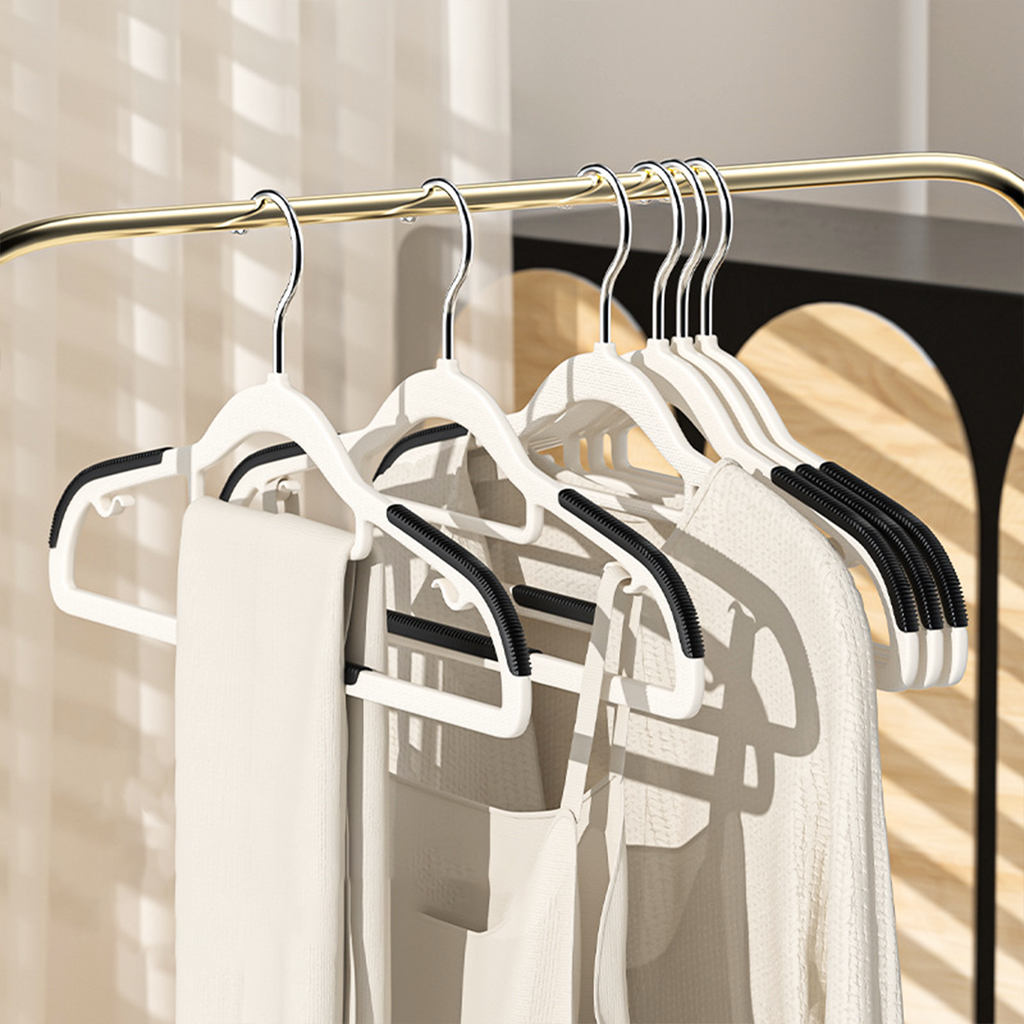 SHEDO isi 10pcs - Gantungan Baju Hanger Non-slip Putih Hitam Abu Anti Melorot Licin