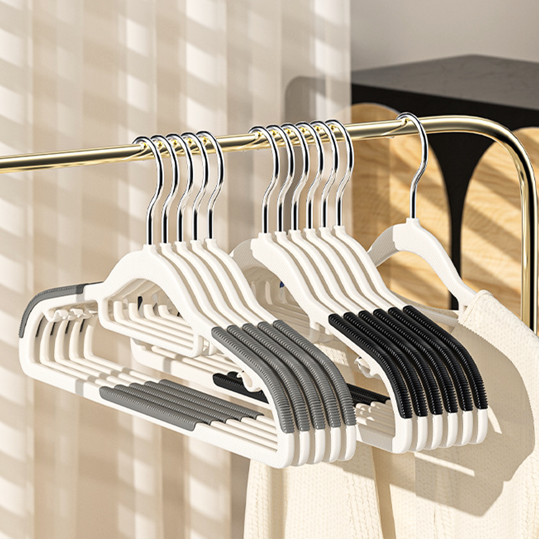 SHEDO isi 10pcs - Gantungan Baju Hanger Non-slip Putih Hitam Abu Anti Melorot Licin