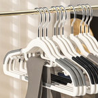 SHEDO isi 10pcs - Gantungan Baju Hanger Non-slip Putih Hitam Abu Anti Melorot Licin