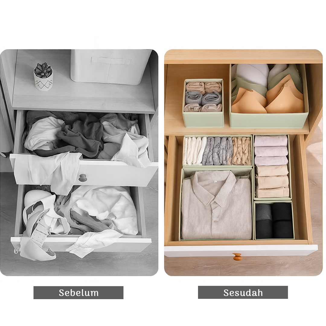 SKIBB - Clothes Storage Box set isi 6 Penyimpanan Baju/Pakaian/Dalaman Lipat Serbaguna