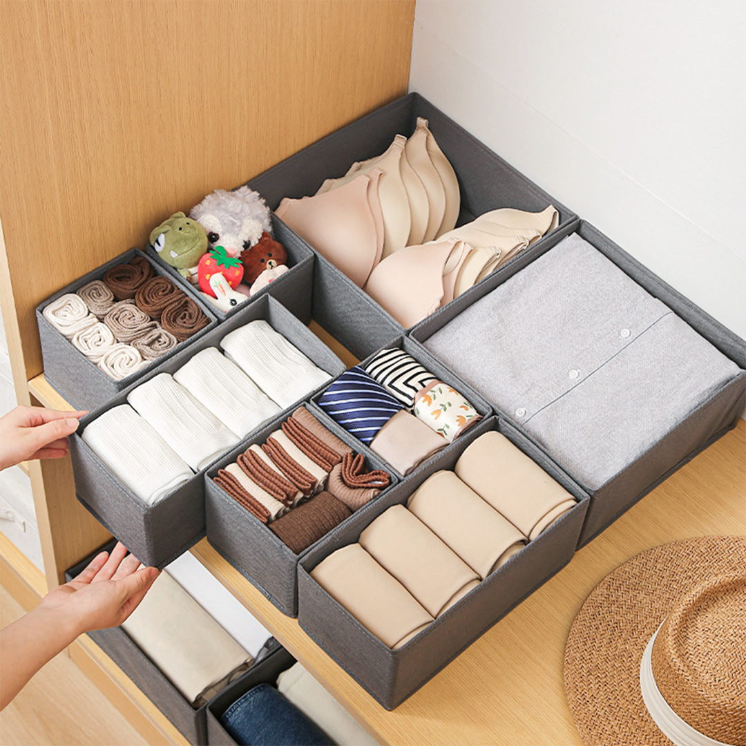SKIBB - Clothes Storage Box set isi 6 Penyimpanan Baju/Pakaian/Dalaman Lipat Serbaguna