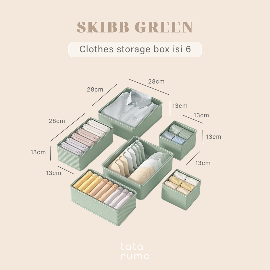 SKIBB - Clothes Storage Box set isi 6 Penyimpanan Baju/Pakaian/Dalaman Lipat Serbaguna