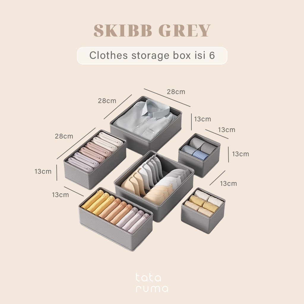 SKIBB - Clothes Storage Box set isi 6 Penyimpanan Baju/Pakaian/Dalaman Lipat Serbaguna