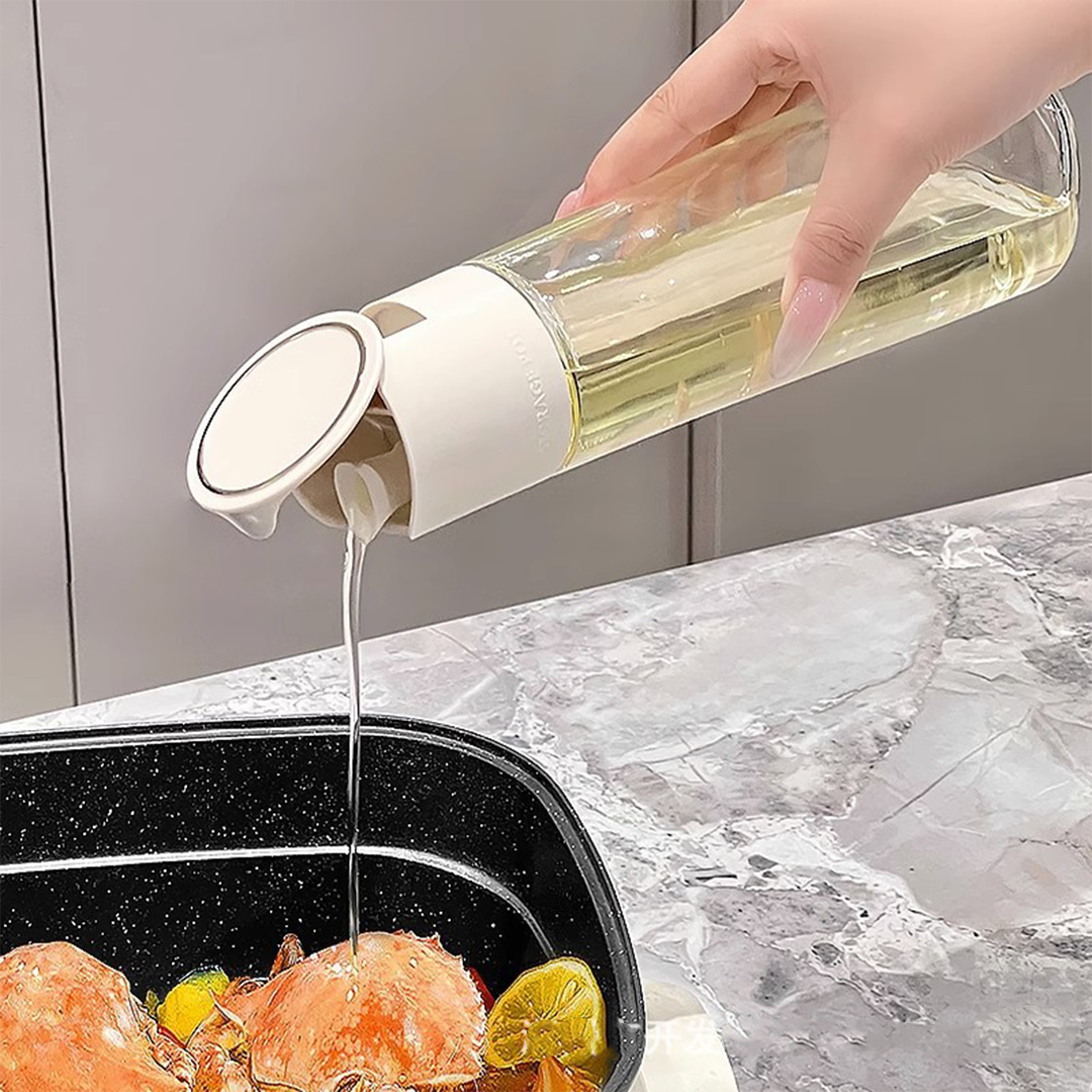 SOSOGU - Botol Minyak 500ml Oil Bottle Kaca Tutup Otomatis Food Grade Kecap Asin Wijen Sesame Storage Pot FREE STICKER