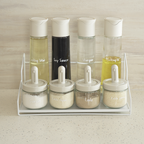 SOSOGU BUNDLE - Set 4 Botol Minyak dan 4 Botol Bumbu Bersendok dengan Rak Susun Tingkat Dapur Kitchen Rack Besi FREE STICKER