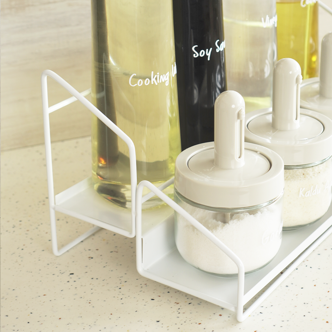 SOSOGU RACK - Rak Botol Mintak Bumbu Dapur 2 Tingkat Panjang Serbaguna Dapur Kamar Mandi Ruang Tamu