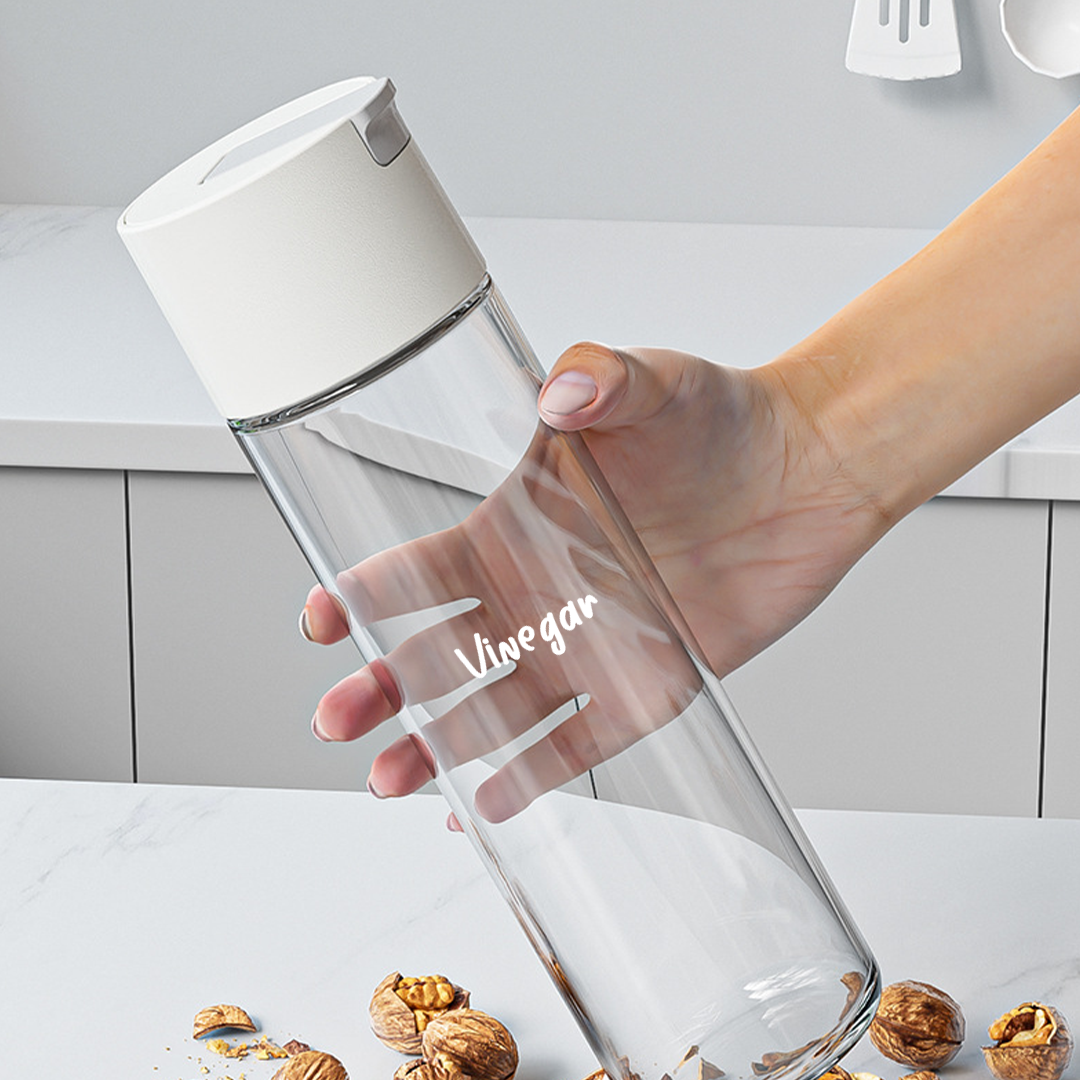 SOSOGU - Botol Minyak 500ml Oil Bottle Kaca Tutup Otomatis Food Grade Kecap Asin Wijen Sesame Storage Pot FREE STICKER