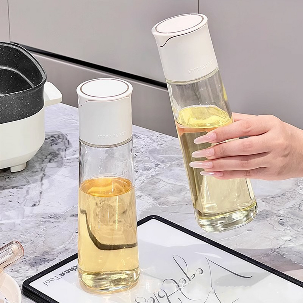 SOSOGU - Botol Minyak 500ml Oil Bottle Kaca Tutup Otomatis Food Grade Kecap Asin Wijen Sesame Storage Pot FREE STICKER