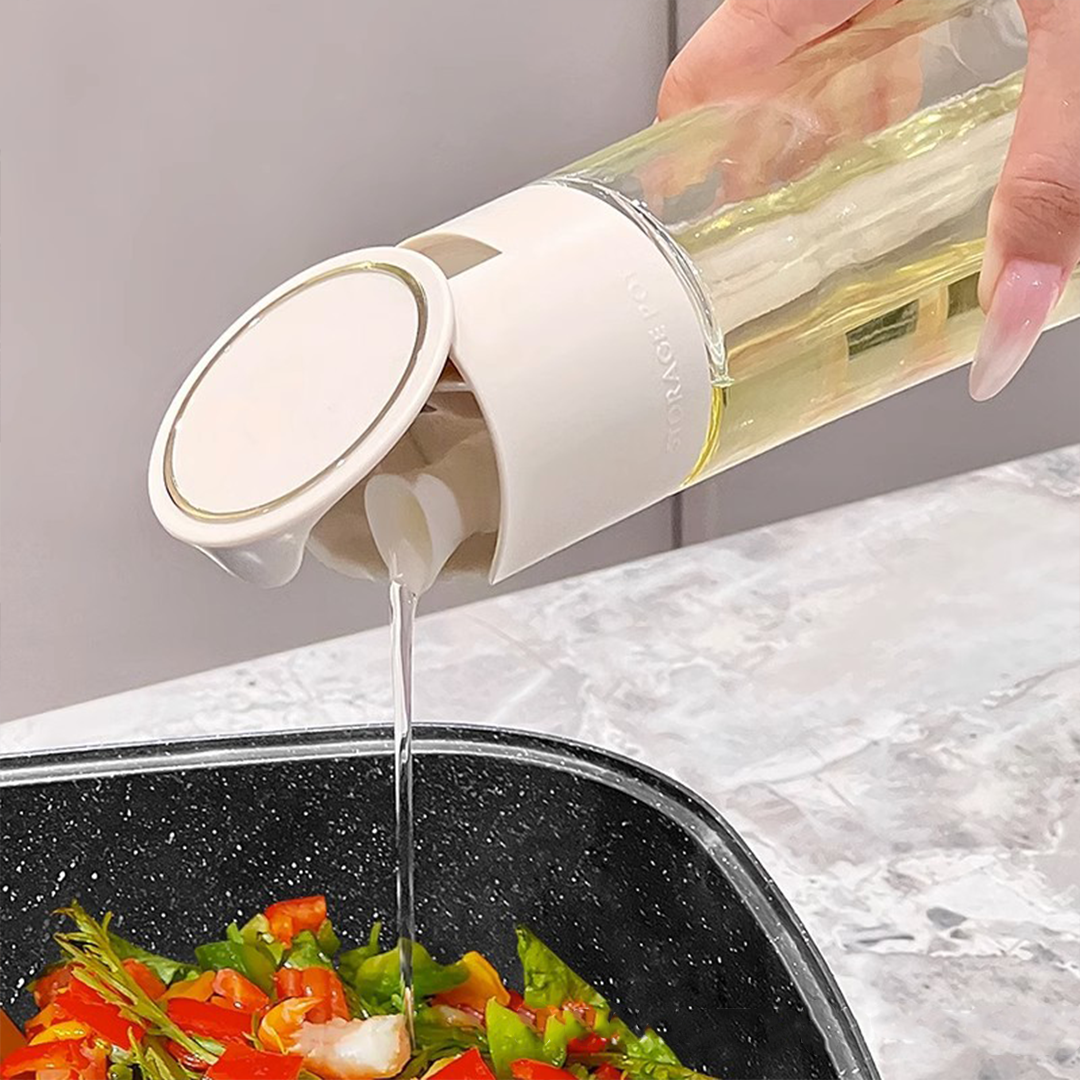SOSOGU - Botol Minyak 500ml Oil Bottle Kaca Tutup Otomatis Food Grade Kecap Asin Wijen Sesame Storage Pot FREE STICKER
