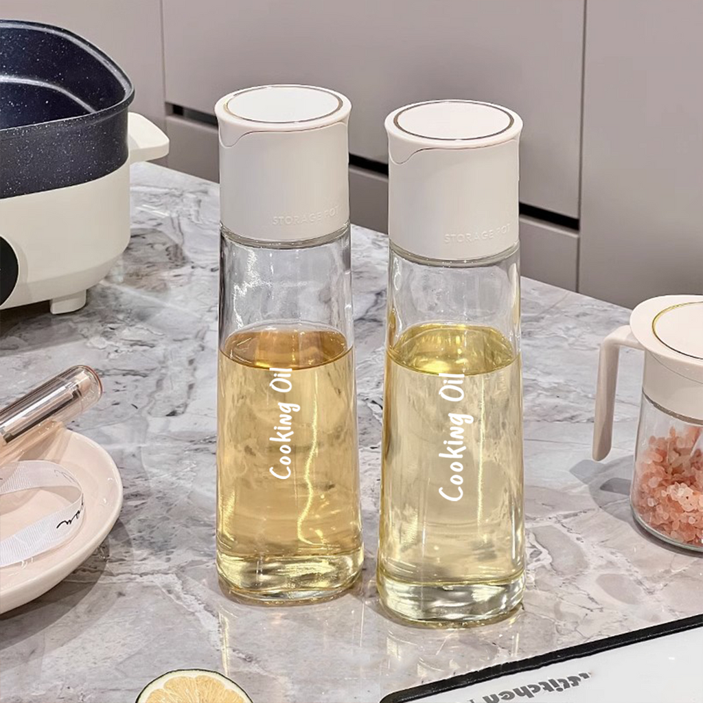SOSOGU - Botol Minyak 500ml Oil Bottle Kaca Tutup Otomatis Food Grade Kecap Asin Wijen Sesame Storage Pot FREE STICKER