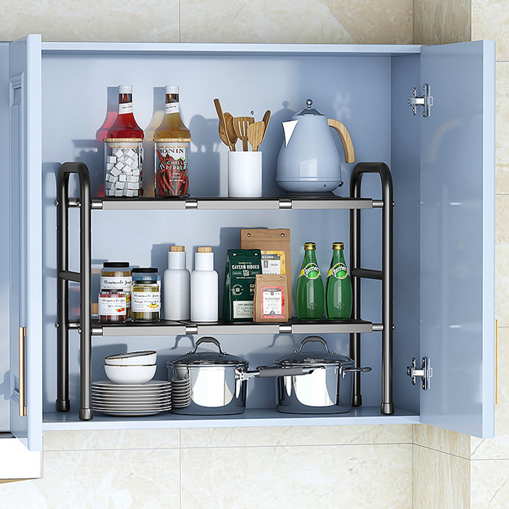 SUTAKU - Rak Tingkat Dapur Under Sink Customized Bebas Atur Papan Keranjang Adjustable Extendable Kitchen Rack