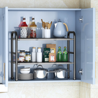 SUTAKU - Rak Tingkat Dapur Under Sink Customized Bebas Atur Papan Keranjang Adjustable Extendable Kitchen Rack