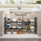 SUTAKU - Rak Tingkat Dapur Under Sink Customized Bebas Atur Papan Keranjang Adjustable Extendable Kitchen Rack