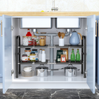 SUTAKU - Rak Tingkat Dapur Under Sink Customized Bebas Atur Papan Keranjang Adjustable Extendable Kitchen Rack