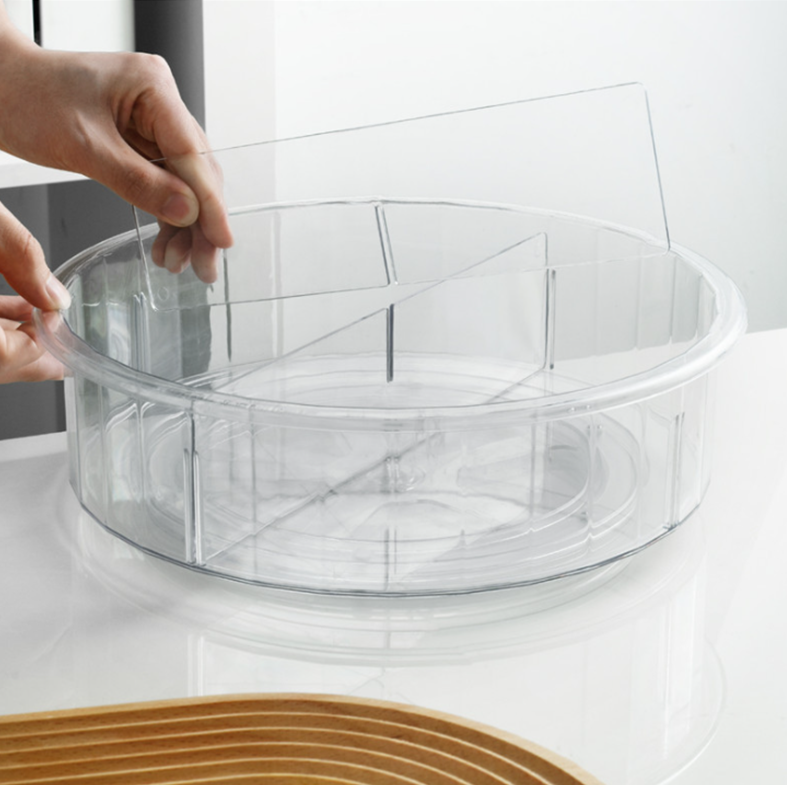 SUZI SEKAT - Lazy Susan Wadah Putar Akrilik Dengan Sekat Divider