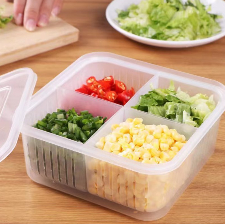 TAMA SEKAT - Tempat Food Prep Bawang Cabai 4 Sekat dengan Saringan