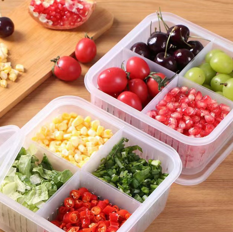 TAMA SEKAT - Tempat Food Prep Bawang Cabai 4 Sekat dengan Saringan