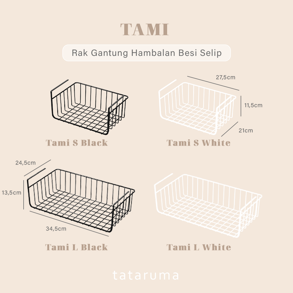 TAMI - Rak Gantung Hambalan Besi Selip Meja Dapur Lemari