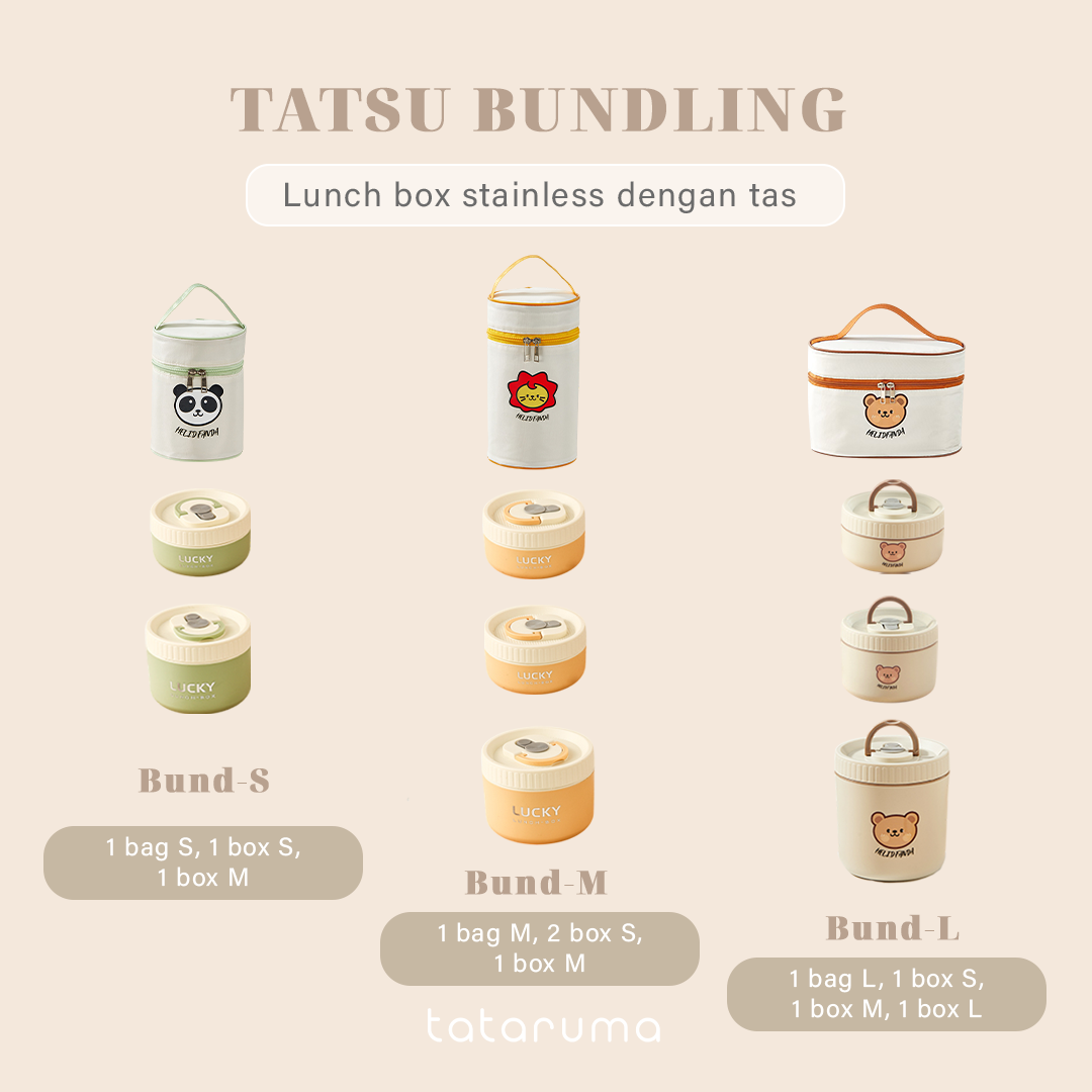 TATSU - Lunch Box Kotak Bekal Tahan Panas Stainless 304 dengan Tas Piknik Sekolah Kerja Meal Bag