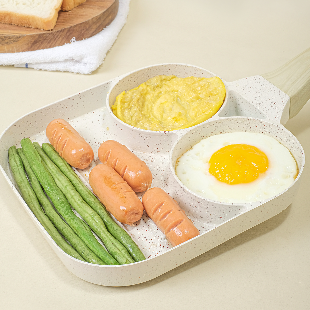 KOOK Brunch Pan - Alat Masak Sarapan Telur Cetak Sosis Sayur Non-toxic Ceramic Non-stick Pan