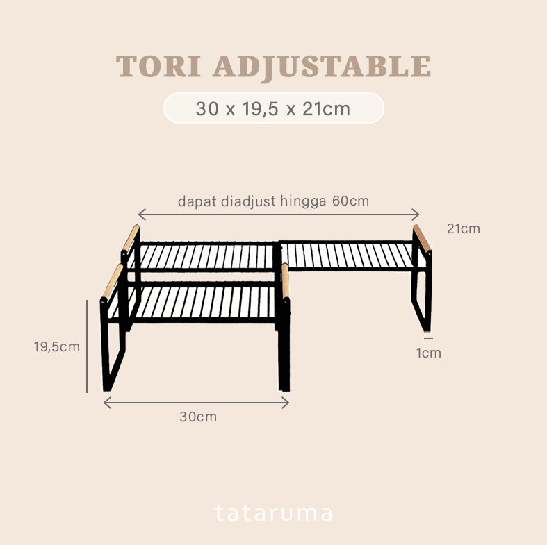 TORI ADJUSTABLE - Rak Besi Dapur Serbaguna Rak Bumbu Rak Microwave Adjustable