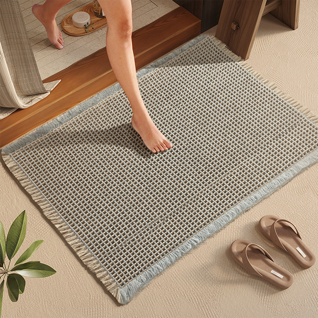 WAFEL - Keset Kamar Tassel Waffle Two Tone Anti Slip Penyerap Air
