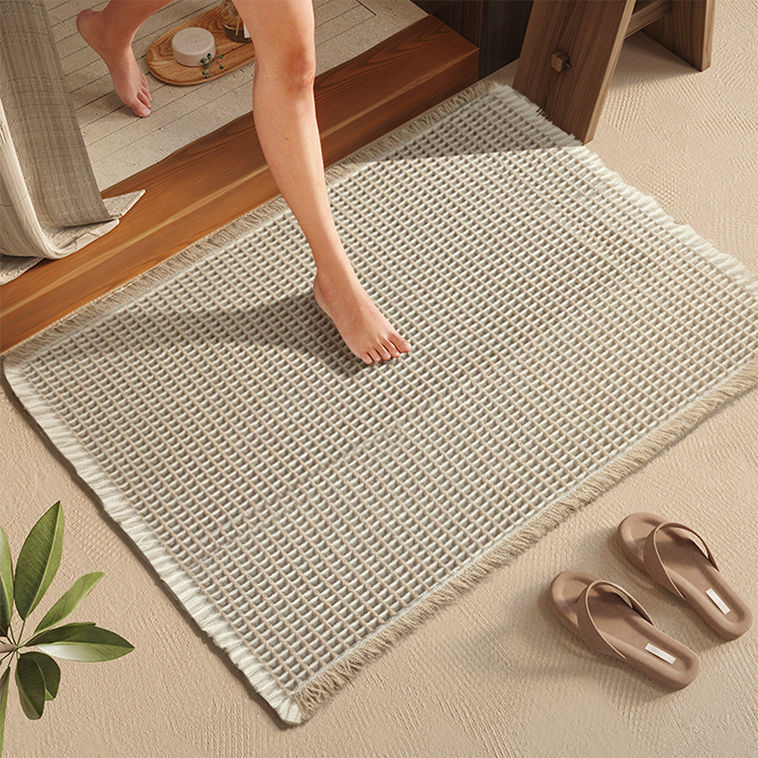 WAFEL - Keset Kamar Tassel Waffle Two Tone Anti Slip Penyerap Air
