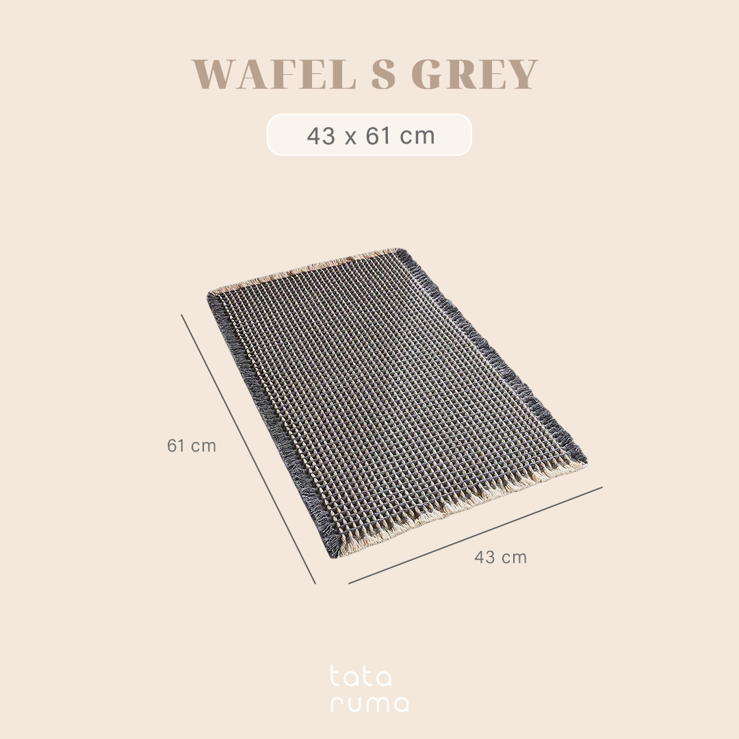 WAFEL - Keset Kamar Tassel Waffle Two Tone Anti Slip Penyerap Air
