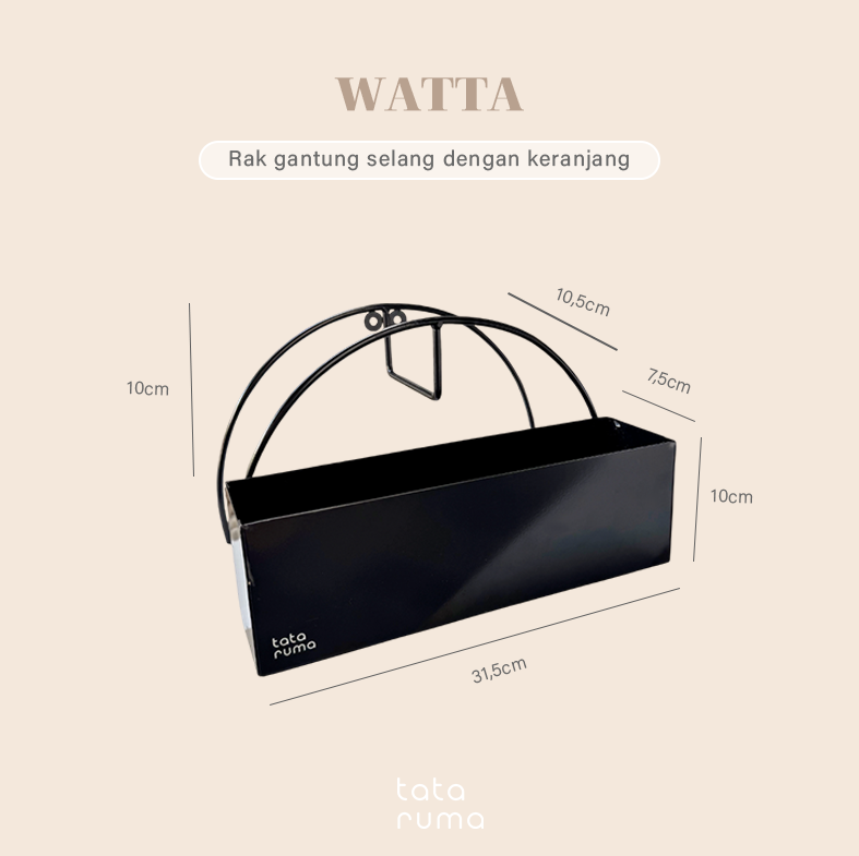 WATTA - Rak Gantung Gulungan Selang Air Dinding Garasi Taman dengan Keranjang