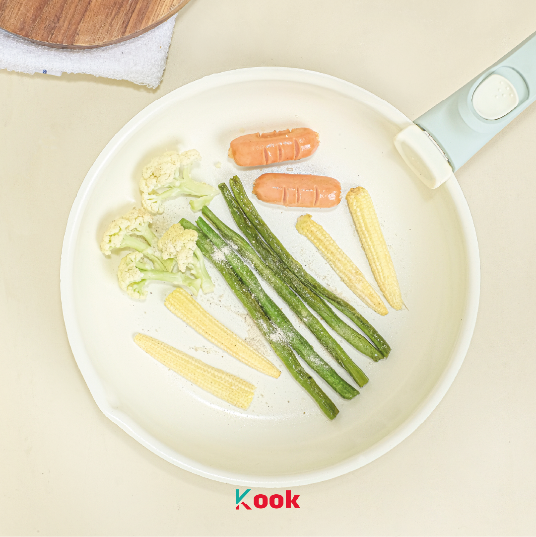 KOOK 6 in 1 Detachable Pan Set - Non-toxic Ceramic Non-stick Pan PTFE PFOA PFAS Lead Cadmium Free Peralatan Masak Anti Lengket Pegangan Lepas Panci Frying Wok Semua Kompor