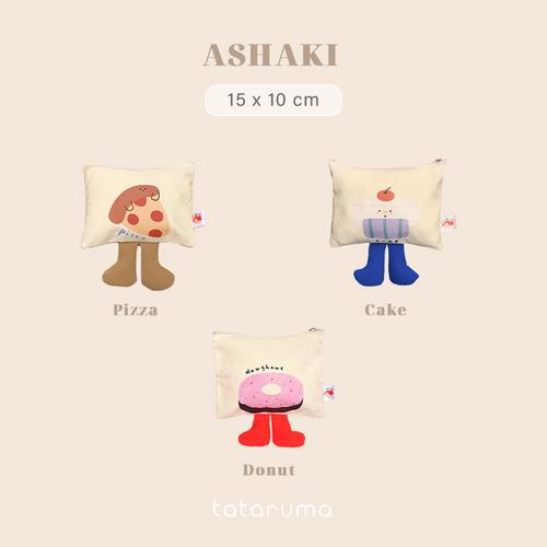 ASHAKI - Pouch Kanvas Kaki Karakter Donut Cake Pizza Lucu Kekinian Mini Hadiah Kado Souvenir Anak