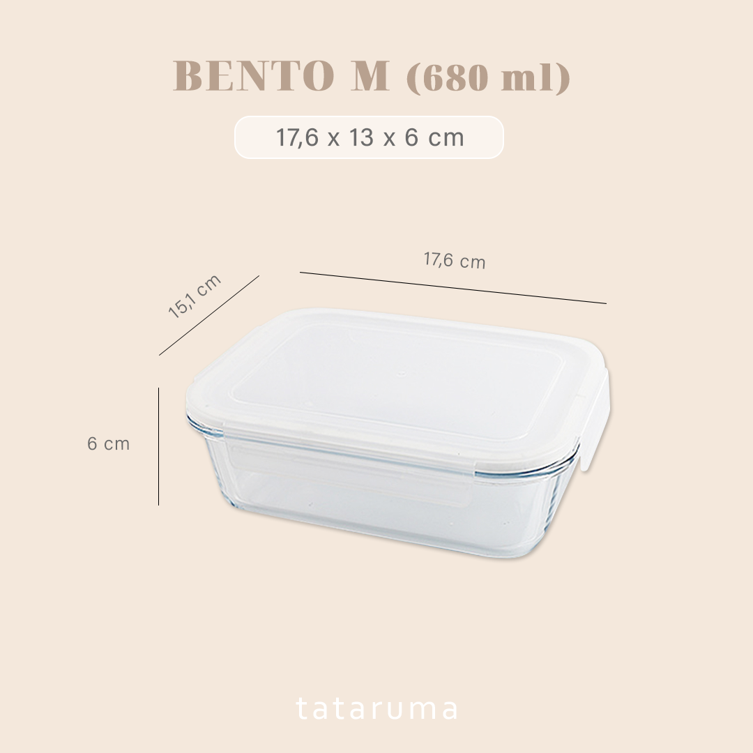 BENTO PERSEGI - Lunch Box Kotak Penyimpanan Makanan Kaca Kedap Udara