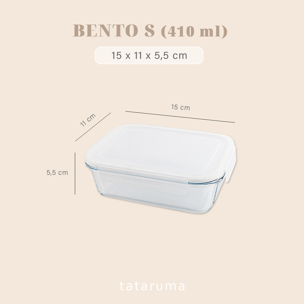 BENTO PERSEGI - Lunch Box Kotak Penyimpanan Makanan Kaca Kedap Udara