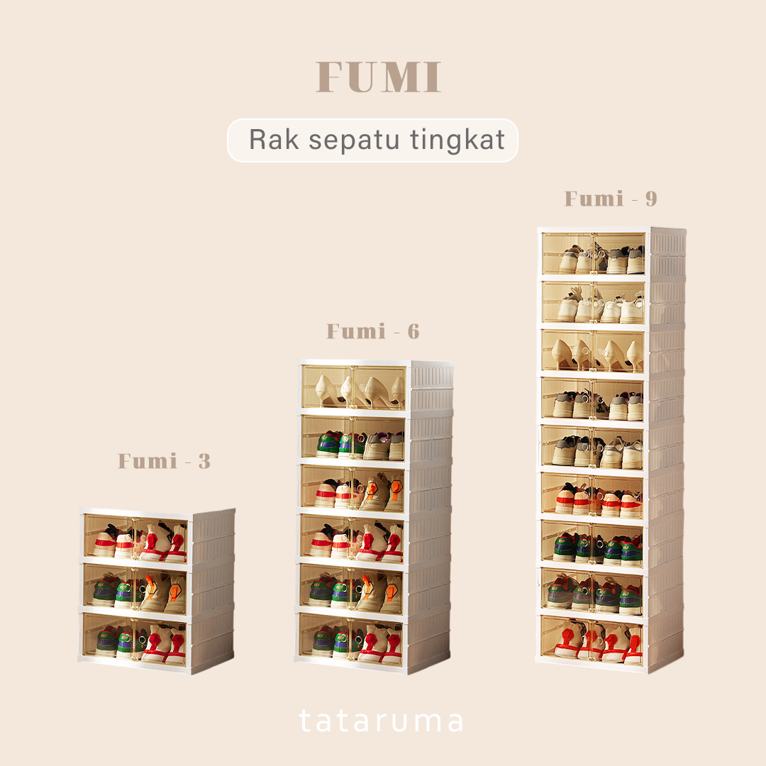 FUMI - Rak Sepatu Susun Tingkat Jumbo Lipat Tutup Magnet