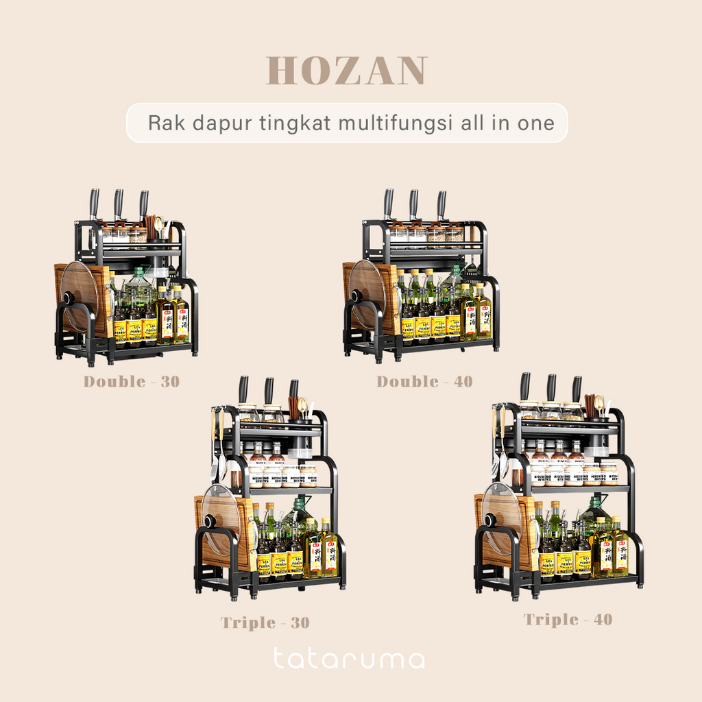 HOZAN  - Rak Dapur Tingkat Multifungsi Kitchen Rack Susun Bumbu Pisau Talenan Display