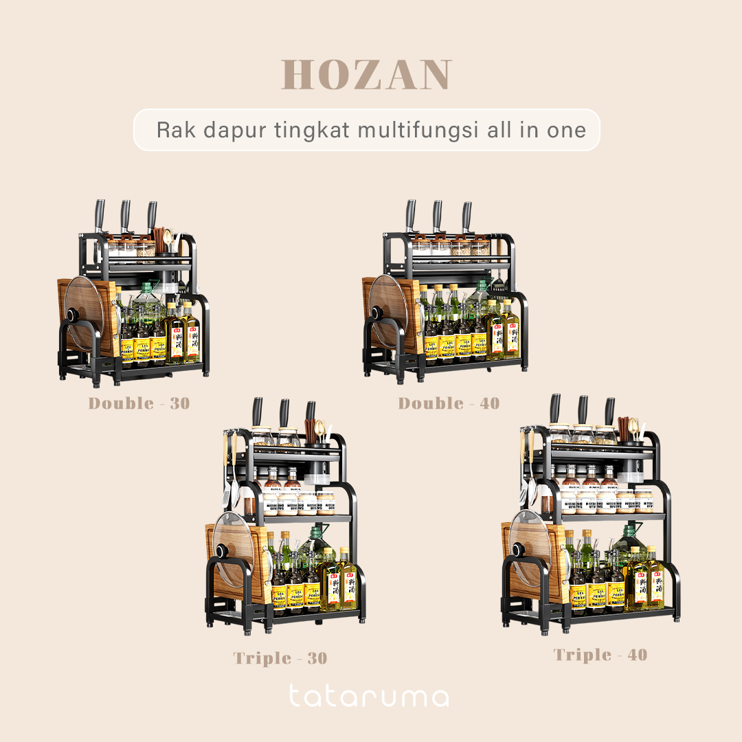 HOZAN  - Rak Dapur Tingkat Multifungsi Kitchen Rack Susun Bumbu Pisau Talenan Display