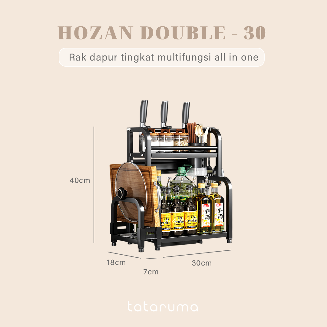HOZAN  - Rak Dapur Tingkat Multifungsi Kitchen Rack Susun Bumbu Pisau Talenan Display