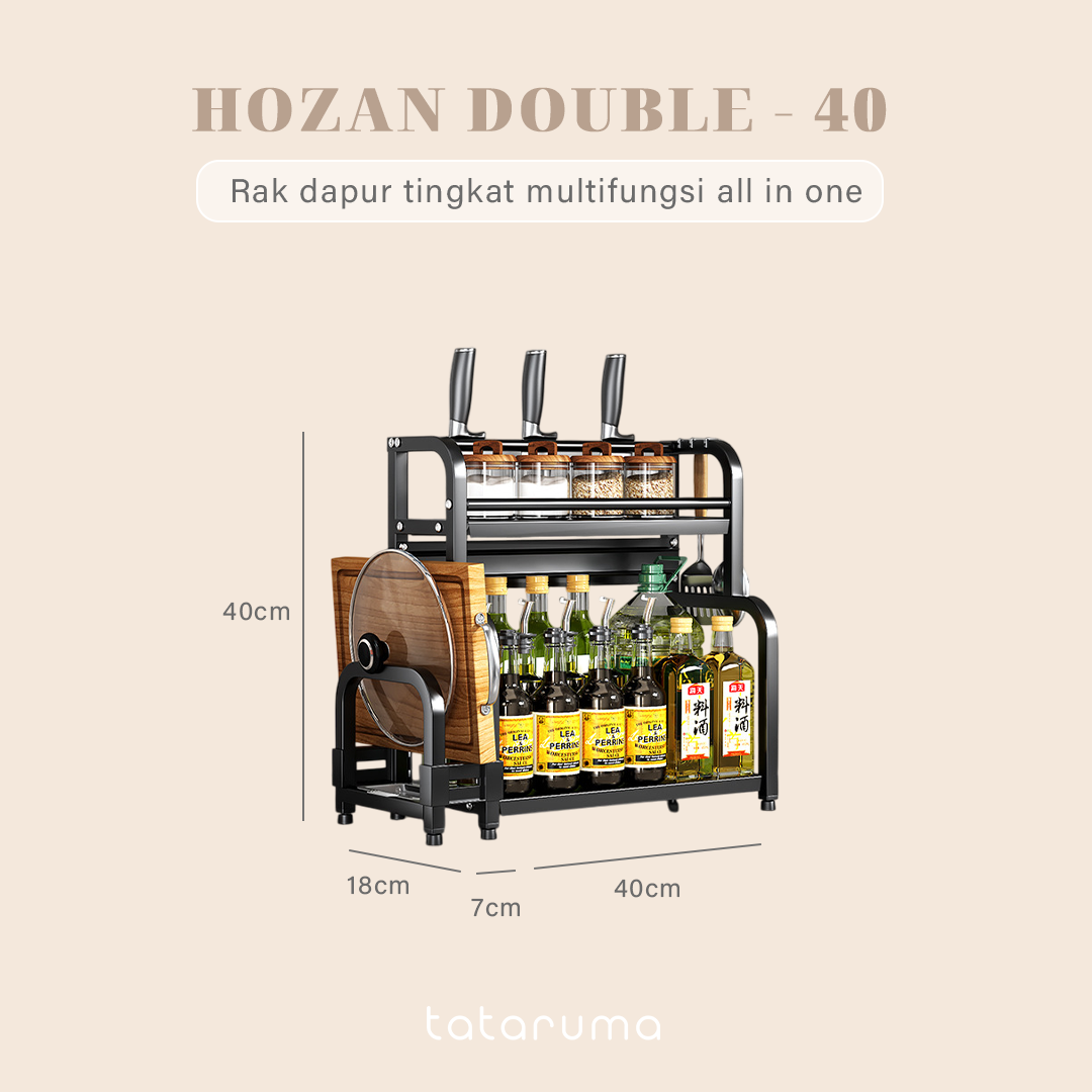 HOZAN  - Rak Dapur Tingkat Multifungsi Kitchen Rack Susun Bumbu Pisau Talenan Display