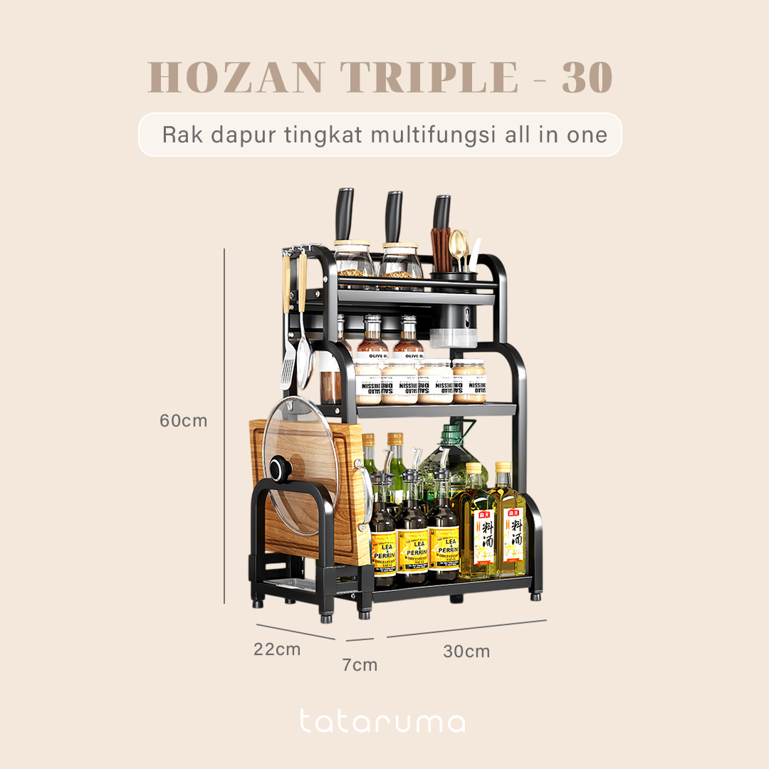 HOZAN  - Rak Dapur Tingkat Multifungsi Kitchen Rack Susun Bumbu Pisau Talenan Display